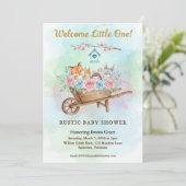 Welcome Little One Wheelbarrow Baby Shower 招待状 (スタンド正面)