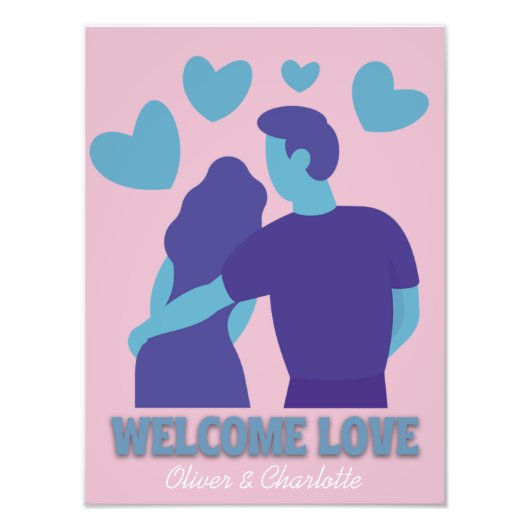 Welcome Love Personalized Wall Poster フォトプリント (正面)