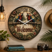 Welcome Macaw Tropical Parrot Rustic Wall Decor