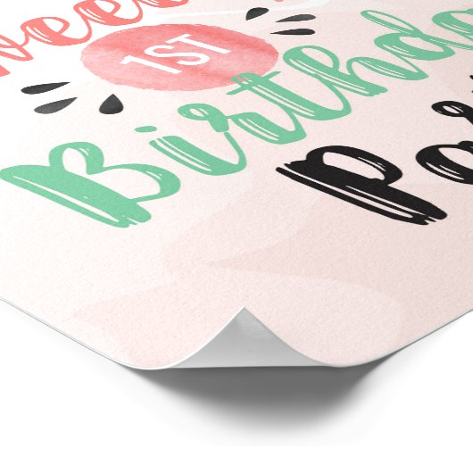 Welcome Melon Sweet Poster Watermelon Birthday ポスター (角)