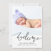 Welcome Modern Script Birth Announcement 案内状 (正面)