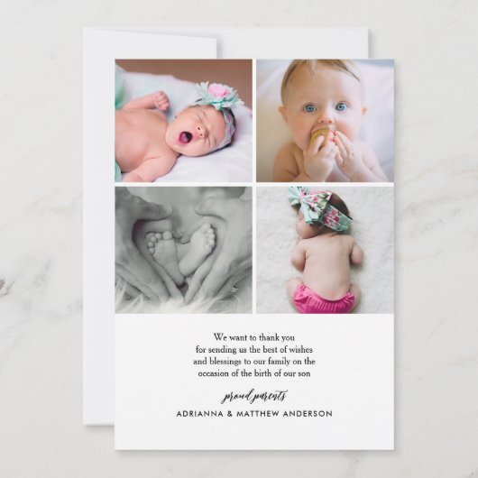 Welcome Modern Script Birth Announcement 案内状 (裏面)