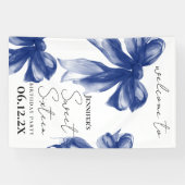 Welcome Navy Bow Coquette Script Sweet 16  横断幕 (横)