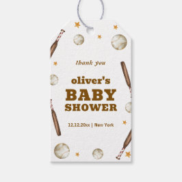 Welcome Neutral Batter Up Baseball Baby Shower  ギフトタグ