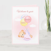 Welcome! New Baby Girl personalized Greeting Card カード (正面)