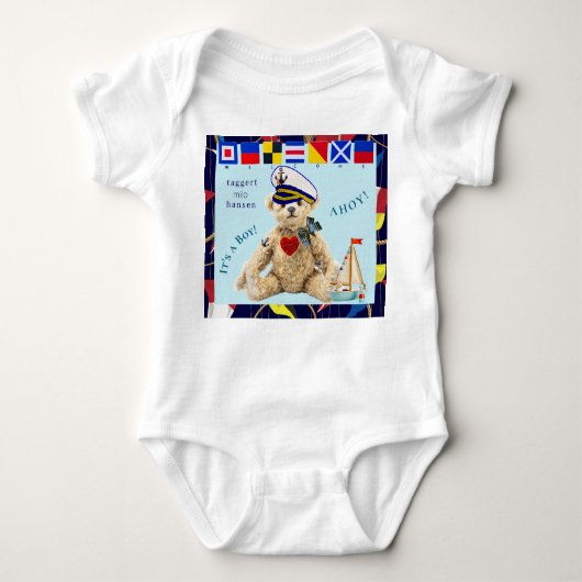 Welcome New Baby Sailor Bear Bodysuit ベビーボディスーツ (正面)