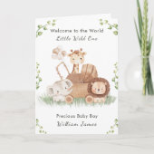 Welcome New Baby Stroller Safari Animals Card カード (正面)