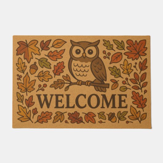 Welcome Owl  ドアマット (正面)