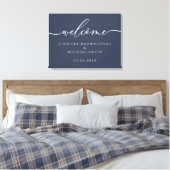 Welcome Party Simple Wedding Modern Navy キャンバスプリント (インサイチュ (寝室))