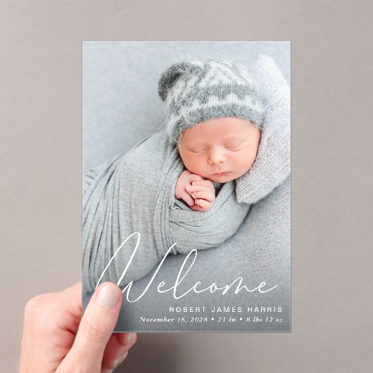 Welcome Photo Script Acrylic Birth Announcement アクリル招待状 (インサイチュ (ポータブル))
