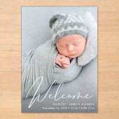 Welcome Photo Script Acrylic Birth Announcement アクリル招待状 (正面)