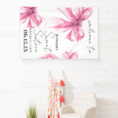 Welcome Pink Bow Coquette Script Sweet 16 Party 横断幕 (インサイチュ)