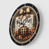 Welcome Plaid Pumpkins ラージ壁時計 (傾斜)