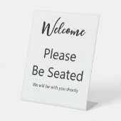 Welcome Please Be Seated White and Black Script 台座サイン (正面)