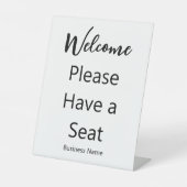 Welcome Please Have a Seat Business Name White 台座サイン (正面)