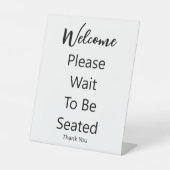 Welcome Please Wait to Be Seated Thank You White 台座サイン (正面)