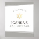 WELCOME POSTER bar mitzvah simple cool gray ポスター<br><div class="desc">by kat massard >>> www.simplysweetPAPERIE.com <<< A simple, yet classy design for your son's BAT MITZVAH celebration. Perfect WELCOME SIGN at the entrance of the party, or as a backdrop behind the gift / food table. Pop in a frame or stick on the wall - it is up to you!...</div>
