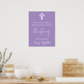 Welcome Poster Floral Cross Christening Lilac ポスター (キッチン)