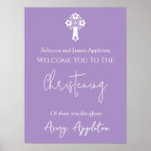 Welcome Poster Floral Cross Christening Lilac ポスター (正面)