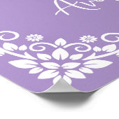 Welcome Poster Floral Cross Christening Lilac ポスター (角)