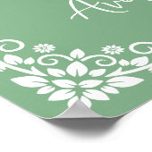 Welcome Poster Floral Cross Christening Sage Green ポスター (角)