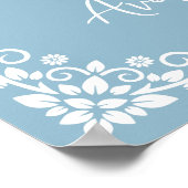 Welcome Poster Floral Cross Christening Sky Blue ポスター (角)