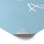 Welcome Poster Floral Cross Christening Sky Blue ポスター (角)