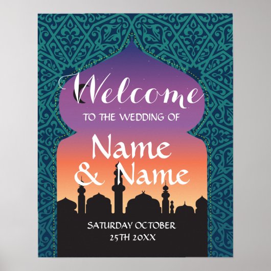 Welcome Poster  Sign Wedding Arabian Nights Poster ポスター (正面)
