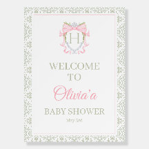 Welcome Poster Watercolor Crest Baby Shower