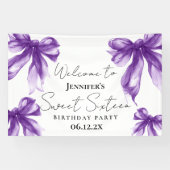 Welcome Purple Bow Coquette Script Sweet 16 横断幕 (横)