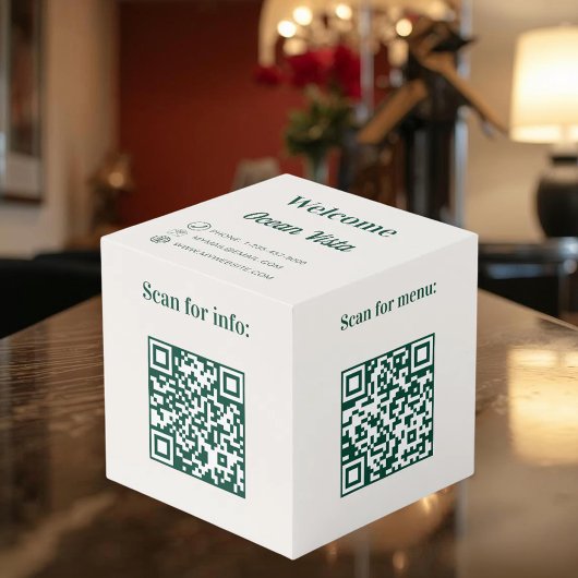 Welcome QR codes info hotel restaurant table ivory フォトキューブ