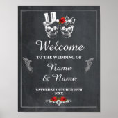 Welcome Rustic Skull Halloween Sign Wedding ポスター (正面)