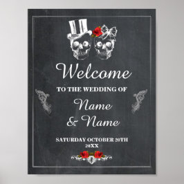 Welcome Rustic Skull Halloween Sign Wedding ポスター