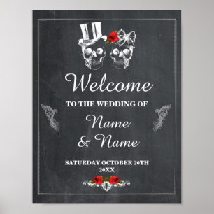 Welcome Rustic Skull Halloween Sign Wedding ポスター