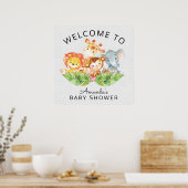 Welcome Safari Jungle Baby Shower Sign ポスター (キッチン)