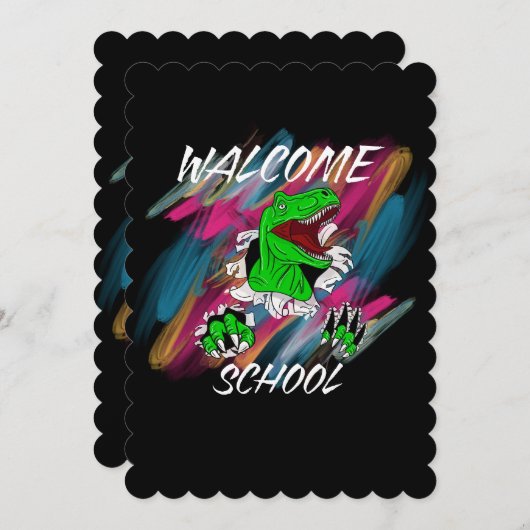 WELCOME SCHOOL WELCOME  BACK TO SCHOOL  招待状 (正面/裏面)