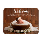 Welcome Script Girl Photo Birth Announcement マグネット (横)