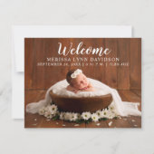 Welcome Script Girl Photo Birth Announcement 案内状 (正面)