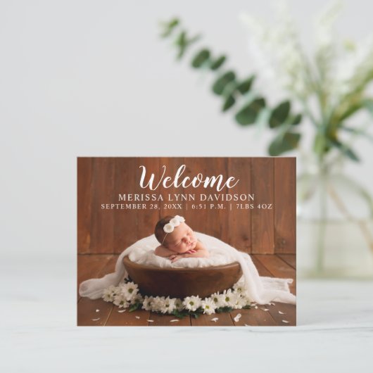 Welcome Script Girl Photo Birth Announcement 案内状 (スタンド正面)