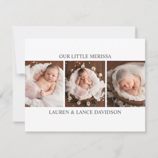 Welcome Script Girl Photo Birth Announcement 案内状 (裏面)