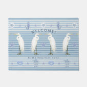 Welcome Sea Turtle Seahorse Striped Family Name ドアマット (正面)