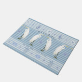 Welcome Sea Turtle Seahorse Striped Family Name ドアマット (アングル)