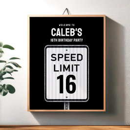 Welcome sign 16th Birthday Speed Limit  ポスター