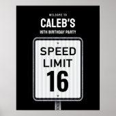 Welcome sign 16th Birthday Speed Limit  ポスター (正面)