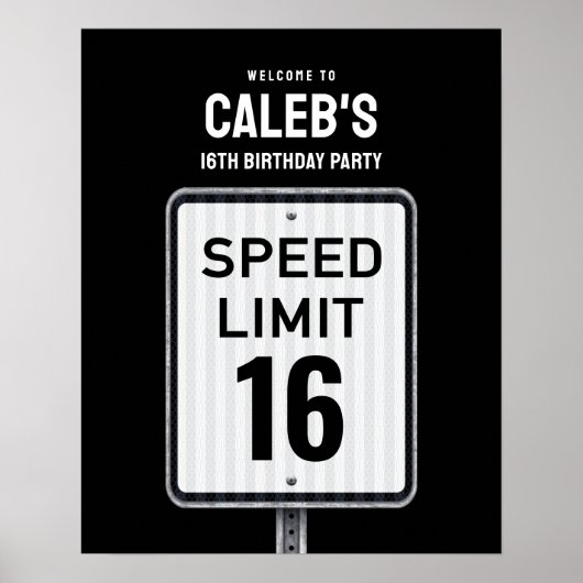 Welcome sign 16th Birthday Speed Limit  ポスター (正面)