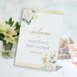 Welcome Sign – It's A Boy ベビーシャワー ゴールド 台座サイン