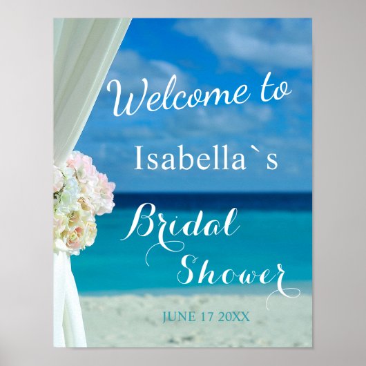 Welcome Sign | Ocean Beach Summer Bridal Shower ポスター (正面)
