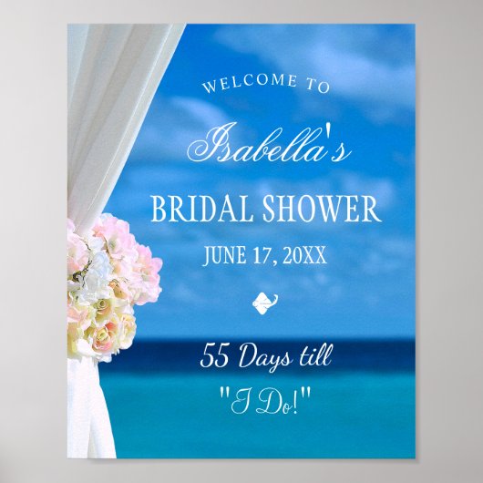 Welcome Sign | Ocean Beach Summer Bridal Shower ポスター (正面)