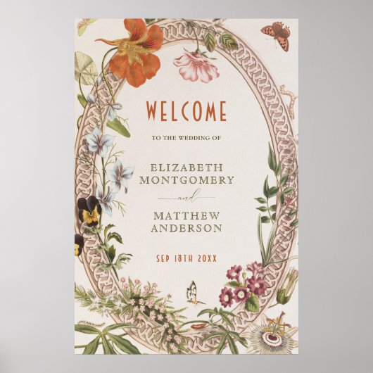 Welcome Sign Wedding Vintage Art Nouveau ポスター (正面)