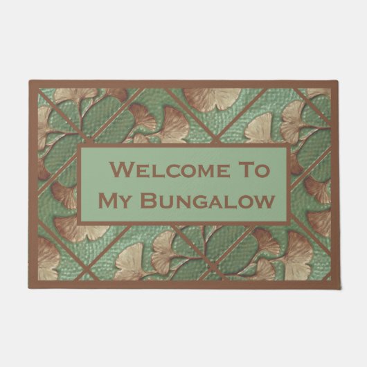 Welcome Sign with Gingko 葉 ドアマット (正面)